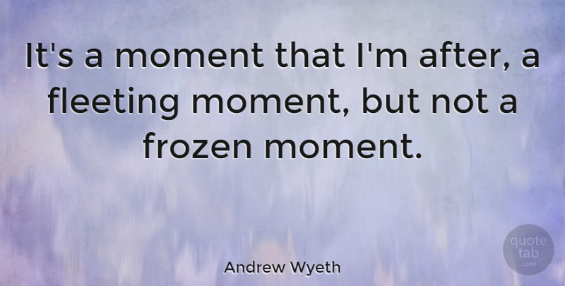 Andrew Wyeth Quote About Creative, Fleeting, Frozen: Its A Moment That Im...