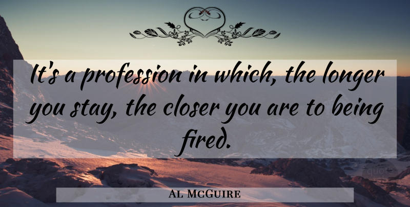 Al McGuire Quote About Basketball, Profession: Its A Profession In Which...