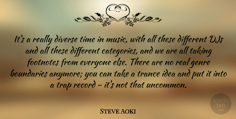 Steve Aoki Quote About Diverse, Djs, Genre, Music, Record: Its A Really Diverse Time...