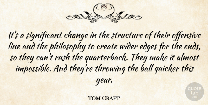 Tom Craft Quote About Almost, Ball, Change, Create, Edges: Its A Significant Change In...