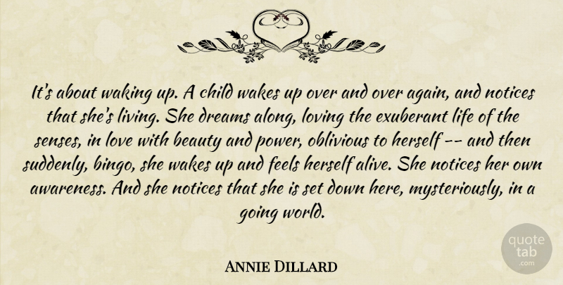 Annie Dillard Quote About Dream, Children, Loving Life: Its About Waking Up A...