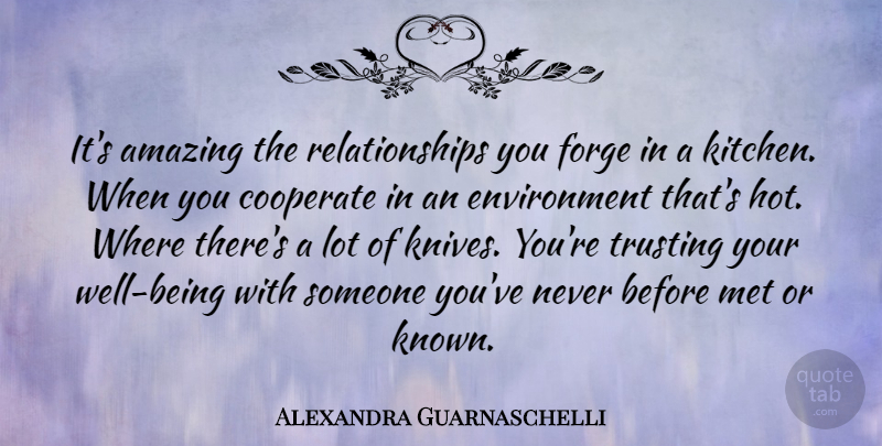 Alexandra Guarnaschelli Quote About Knives, Kitchen, Hot: Its Amazing The Relationships You...
