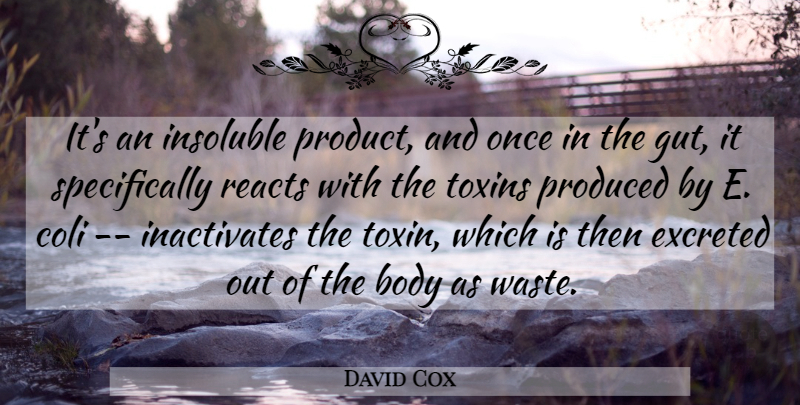 David Cox Quote About Body, Produced: Its An Insoluble Product And...