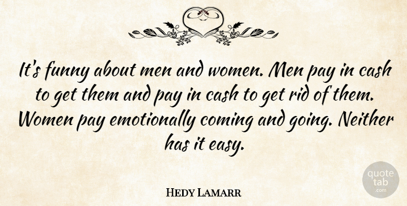 Hedy Lamarr Quote About Funny, Men, Cash: Its Funny About Men And...