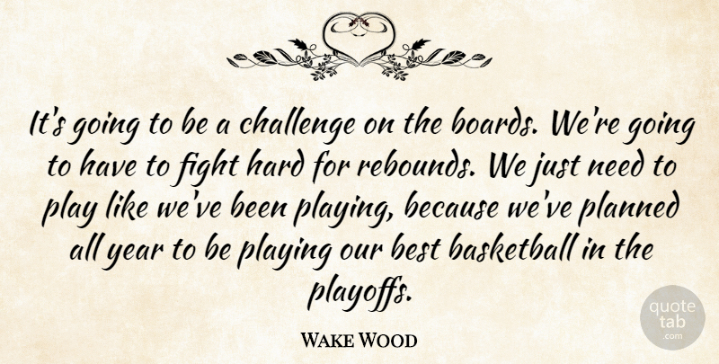 Wake Wood Quote About Basketball, Best, Challenge, Fight, Hard: Its Going To Be A...