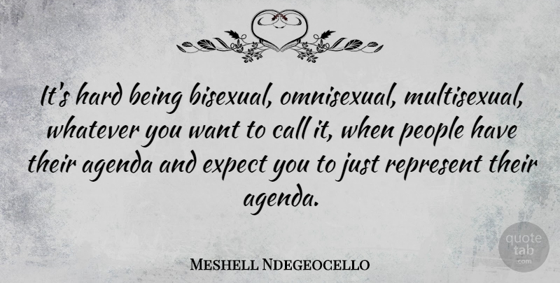 Meshell Ndegeocello Quote About Bisexual, People, Agendas: Its Hard Being Bisexual Omnisexual...