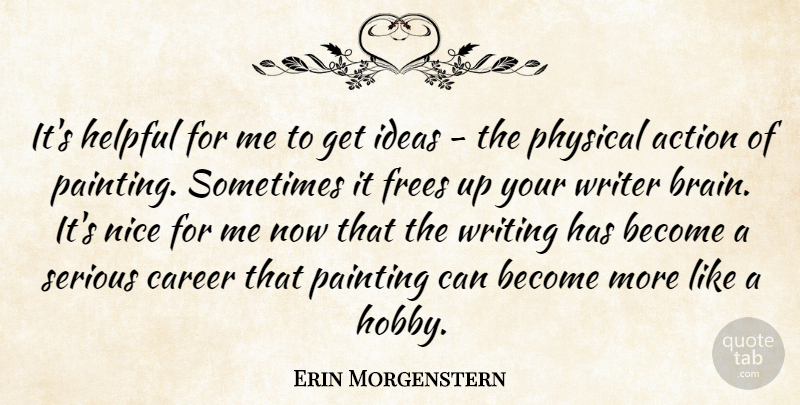 Erin Morgenstern Quote About Nice, Writing, Careers: Its Helpful For Me To...