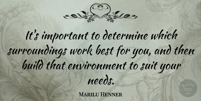 Marilu Henner Quote About Important, Suits, Needs: Its Important To Determine Which...