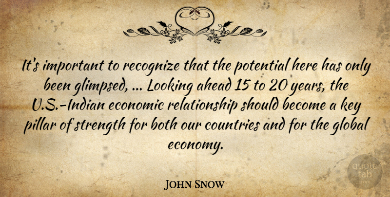 John Snow Quote About Ahead, Both, Countries, Economic, Global: Its Important To Recognize That...