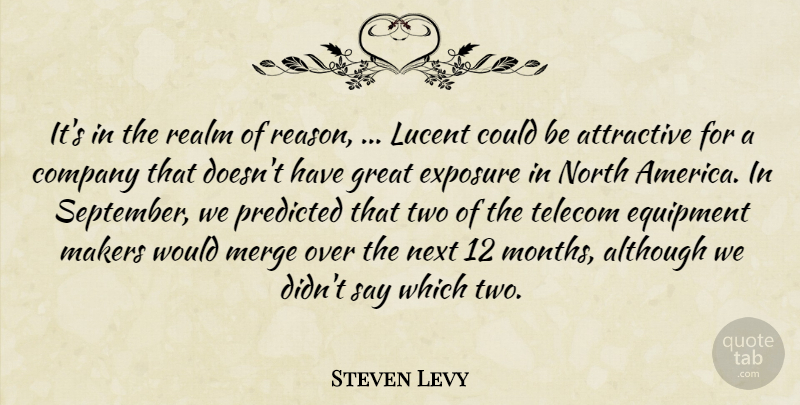 Steven Levy Quote About Although, Attractive, Company, Equipment, Exposure: Its In The Realm Of...