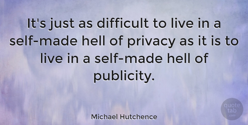 Michael Hutchence Quote About Self, Publicity, Privacy: Its Just As Difficult To...