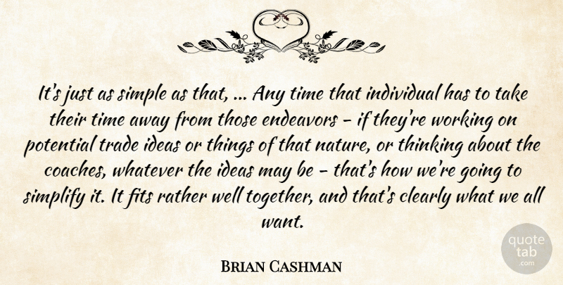 Brian Cashman Quote About Clearly, Endeavors, Fits, Ideas, Individual: Its Just As Simple As...