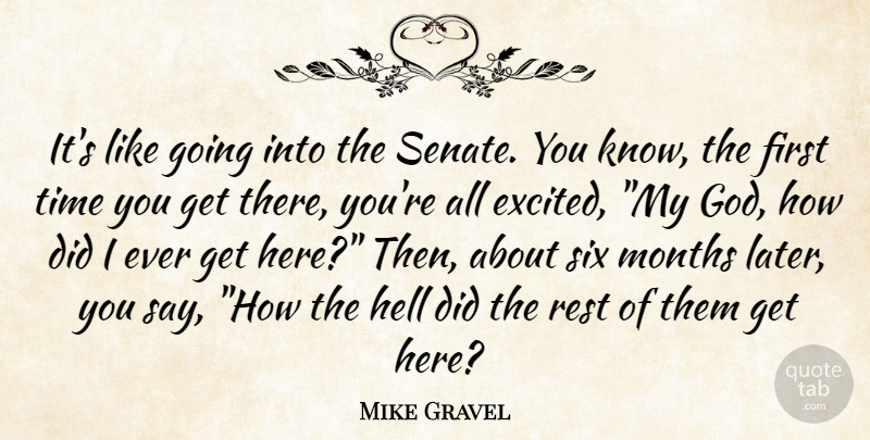 Mike Gravel Quote About Hell, Months, Rest, Six, Time: Its Like Going Into The...