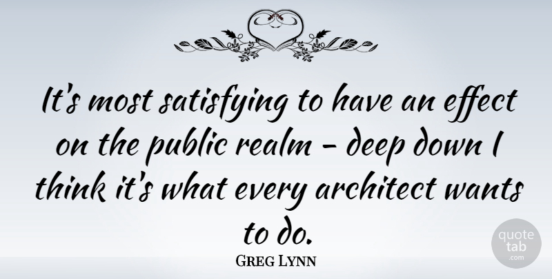 Greg Lynn Quote About Architect, Realm, Satisfying, Wants: Its Most Satisfying To Have...