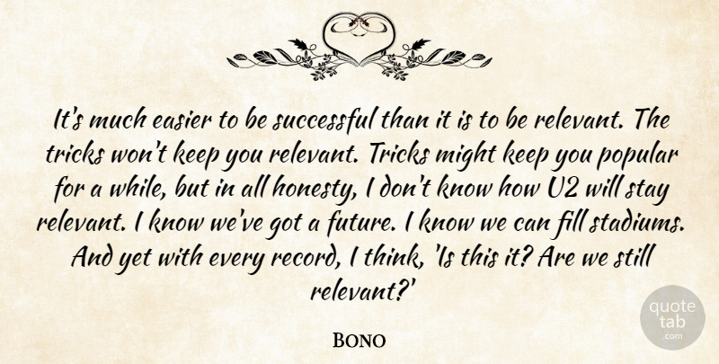 Bono Quote About Honesty, Successful, Thinking: Its Much Easier To Be...