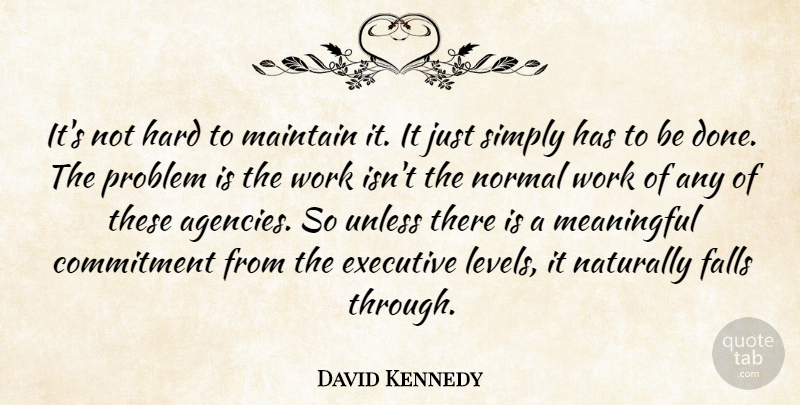 David Kennedy Quote About Commitment, Executive, Falls, Hard, Maintain: Its Not Hard To Maintain...