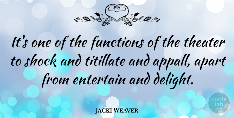 Jacki Weaver Quote About Delight, Function, Shock: Its One Of The Functions...