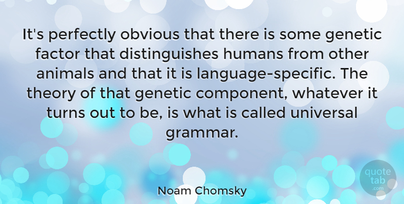 Noam Chomsky Quote About Animal, Language, Theory: Its Perfectly Obvious That There...