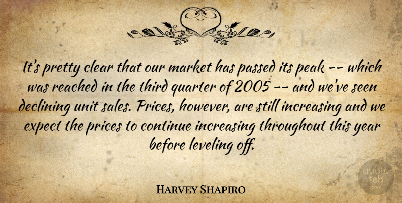 Harvey Shapiro Quote About Clear, Continue, Declining, Expect, Increasing: Its Pretty Clear That Our...