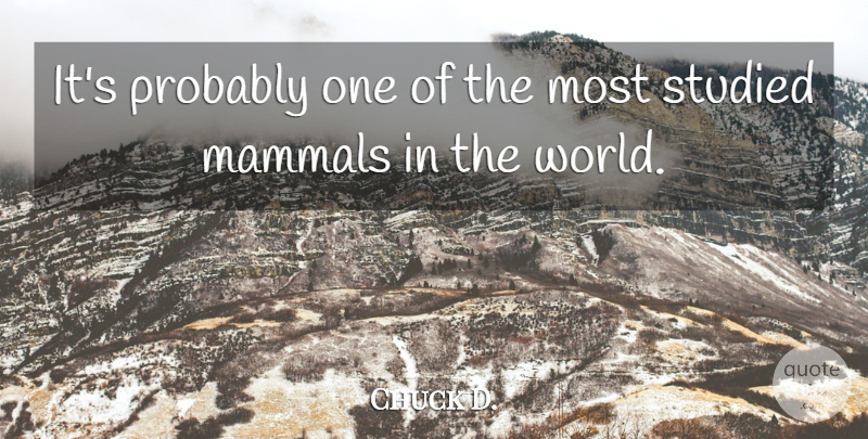 Chuck D. Quote About Mammals, Studied: Its Probably One Of The...