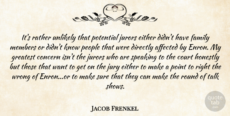 Jacob Frenkel Quote About Affected, Concern, Court, Directly, Either: Its Rather Unlikely That Potential...