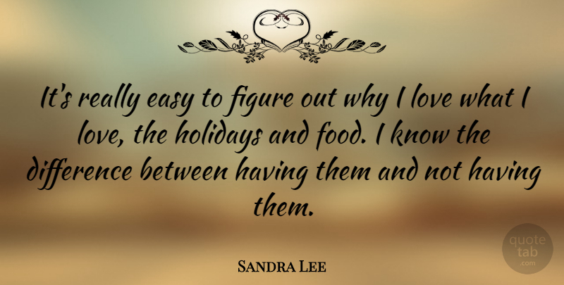 Sandra Lee Quote About Holiday, Differences, Easy: Its Really Easy To Figure...
