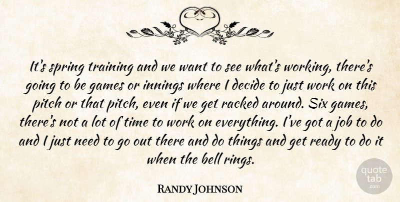 Randy Johnson Quote About Bell, Decide, Games, Innings, Job: Its Spring Training And We...