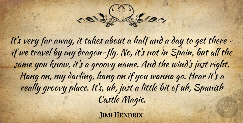 Jimi Hendrix Quote About Travel, Dragons, Wind: Its Very Far Away It...