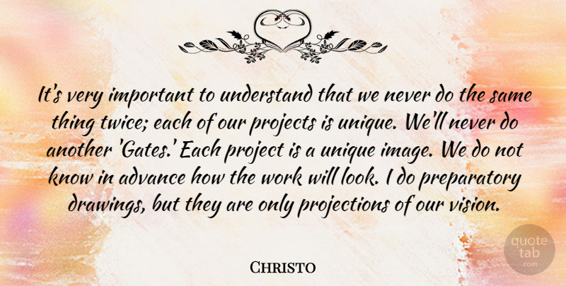 Christo Quote About Advance, Project, Projects, Understand, Unique: Its Very Important To Understand...
