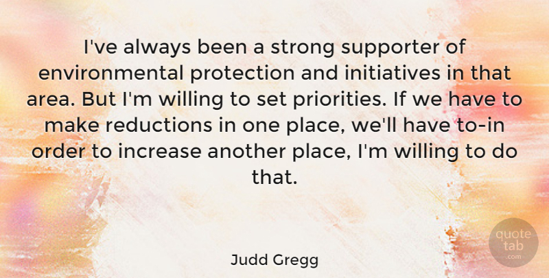 Judd Gregg Quote About Strong, Order, Priorities: Ive Always Been A Strong...