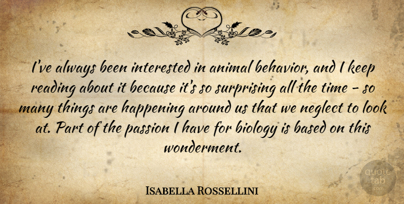 Isabella Rossellini Quote About Animal, Based, Biology, Happening, Interested: Ive Always Been Interested In...