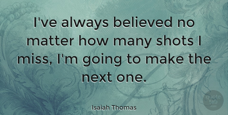Isaiah Thomas Quote About Belief, Believed: Ive Always Believed No Matter...