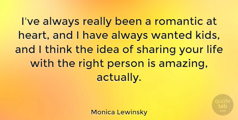Monica Lewinsky Quote About Amazing, Life, Romantic, Sharing: Ive Always Really Been A...