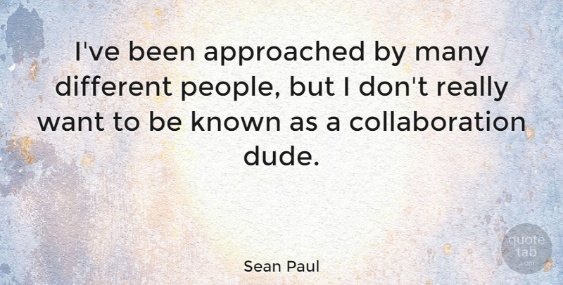 Sean Paul Quote About People, Different, Want: Ive Been Approached By Many...