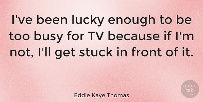 Eddie Kaye Thomas Quote About Front, Tv: Ive Been Lucky Enough To...