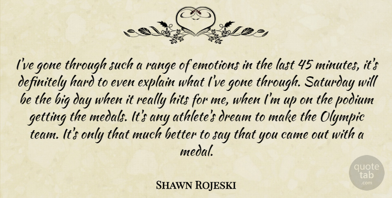Shawn Rojeski Quote About Came, Definitely, Dream, Emotions, Explain: Ive Gone Through Such A...