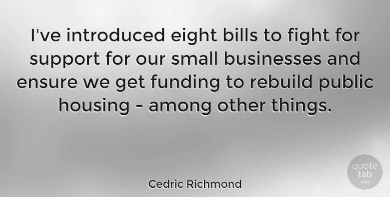 Cedric Richmond Quote About Among, Bills, Businesses, Eight, Ensure: Ive Introduced Eight Bills To...