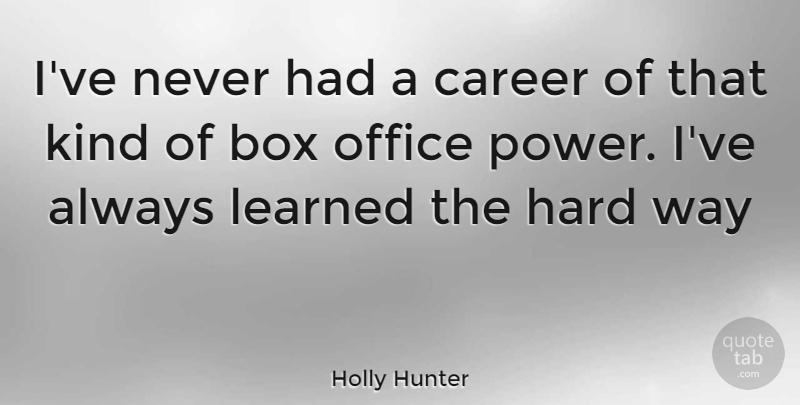 Holly Hunter Quote About Careers, Office, Way: Ive Never Had A Career...
