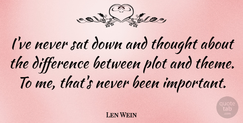 Len Wein Quote About Differences, Important, Down And: Ive Never Sat Down And...