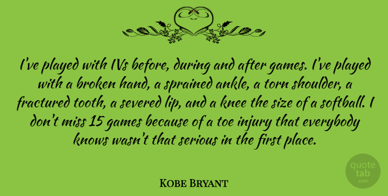Kobe Bryant Quote About Inspirational, Basketball, Softball: Ive Played With Ivs Before...