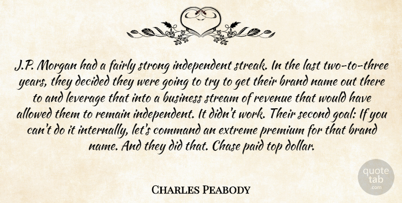 Charles Peabody Quote About Allowed, Brand, Business, Chase, Command: J P Morgan Had A...