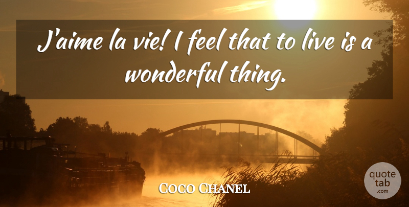 Coco Chanel Quote About Wonderful, Feels, Wonderful Things: Jaime La Vie I Feel...