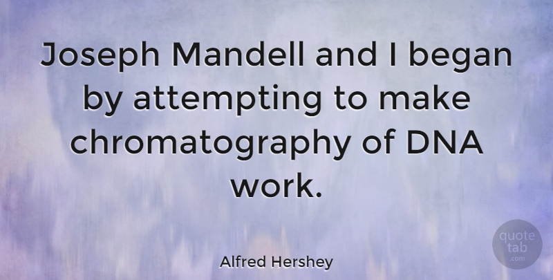 Alfred Hershey Quote About Attempting, Began, Work: Joseph Mandell And I Began...