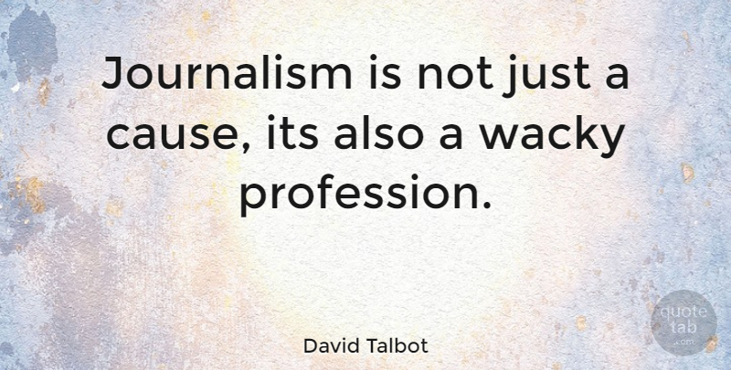 David Talbot Quote About Causes, Journalism, Profession: Journalism Is Not Just A...