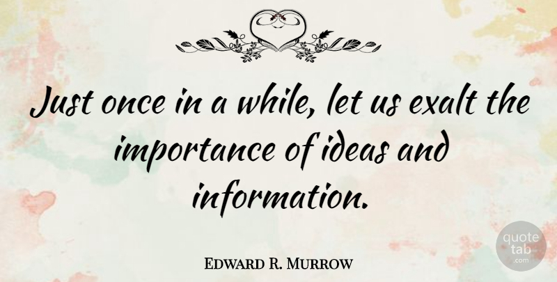 Edward R. Murrow Quote About Ideas, Information, Importance: Just Once In A While...