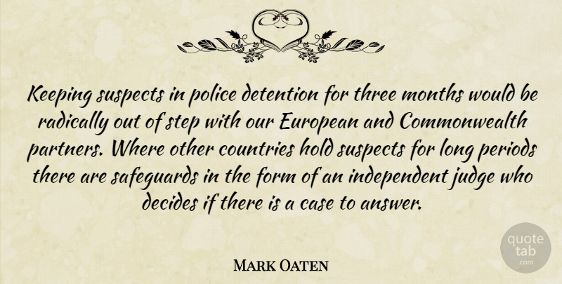 Mark Oaten Quote About Case, Countries, Decides, Detention, European: Keeping Suspects In Police Detention...