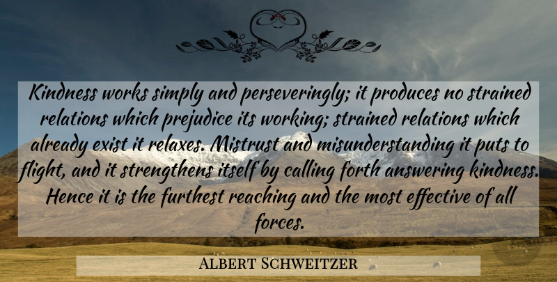 Albert Schweitzer Quote About Kindness, Relax, Prejudice: Kindness Works Simply And Perseveringly...