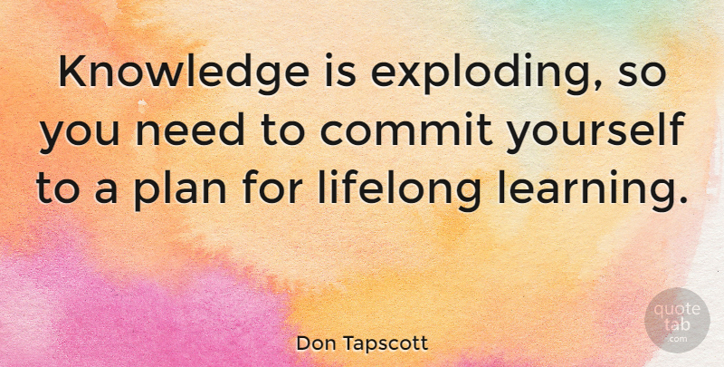 Don Tapscott Quote About Needs, Lifelong Learning, Plans: Knowledge Is Exploding So You...