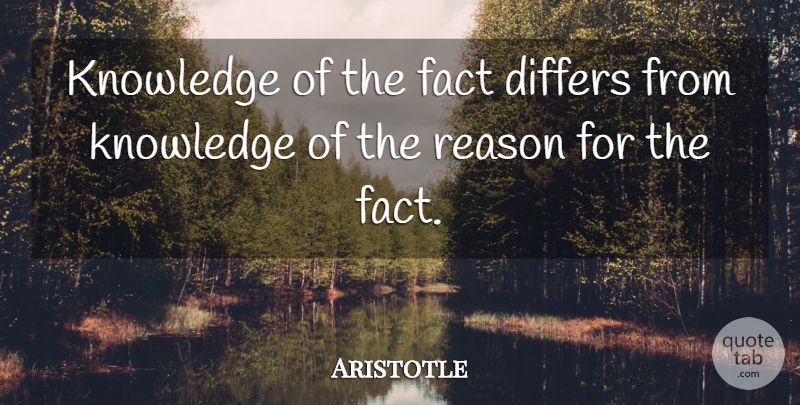 Aristotle Quote About Facts, Reason: Knowledge Of The Fact Differs...
