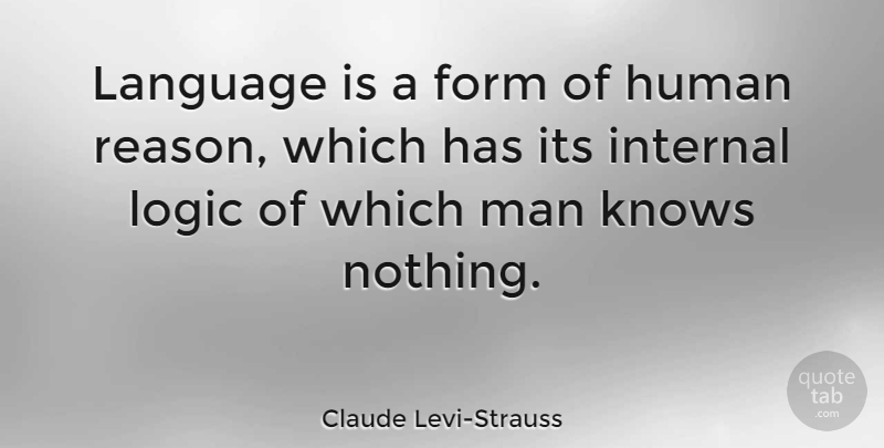 Claude Levi-Strauss Quote About Men, Logic, Language: Language Is A Form Of...